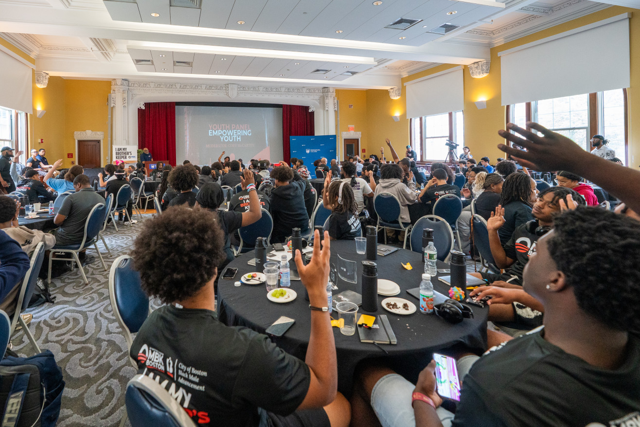BPS students in the Auditorium for the MBK Youth Summit