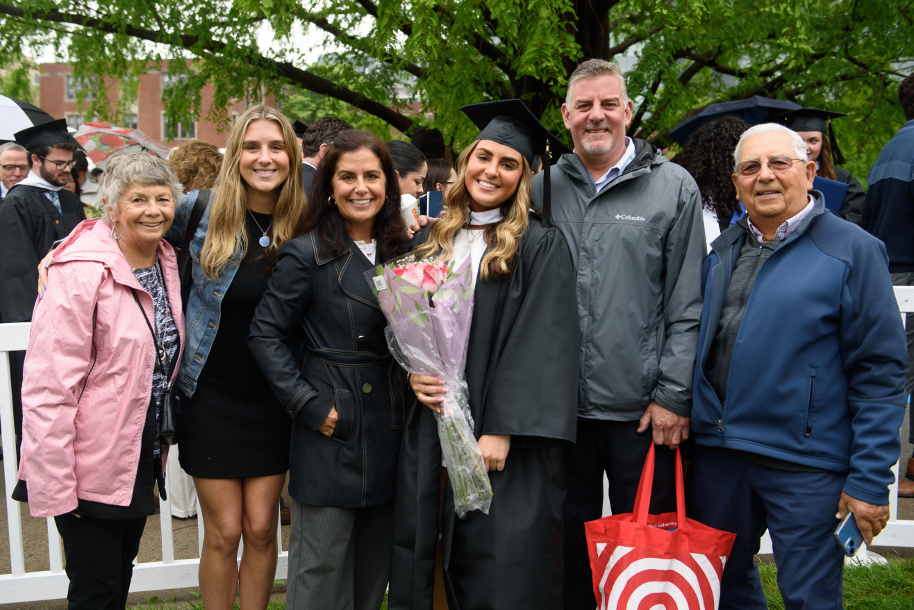 families and friends celebrate post-ceremony