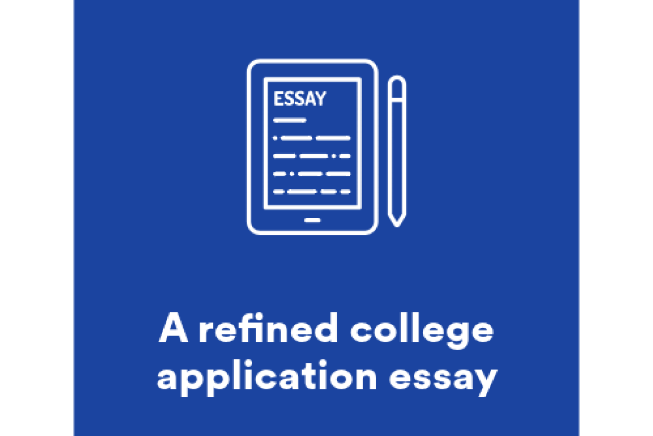 essay icon with text that says a refined college application essay