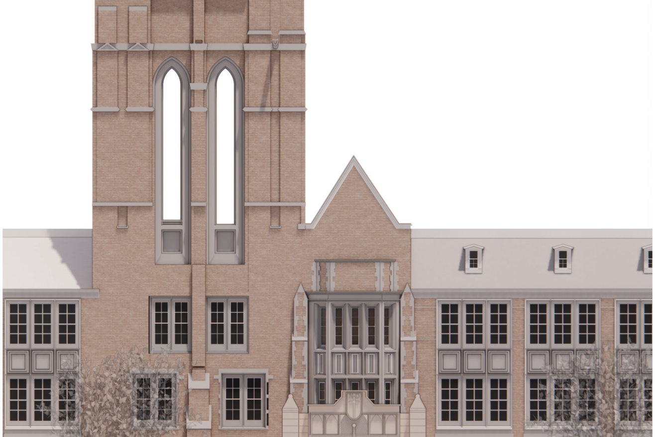 distant view of portico rendering