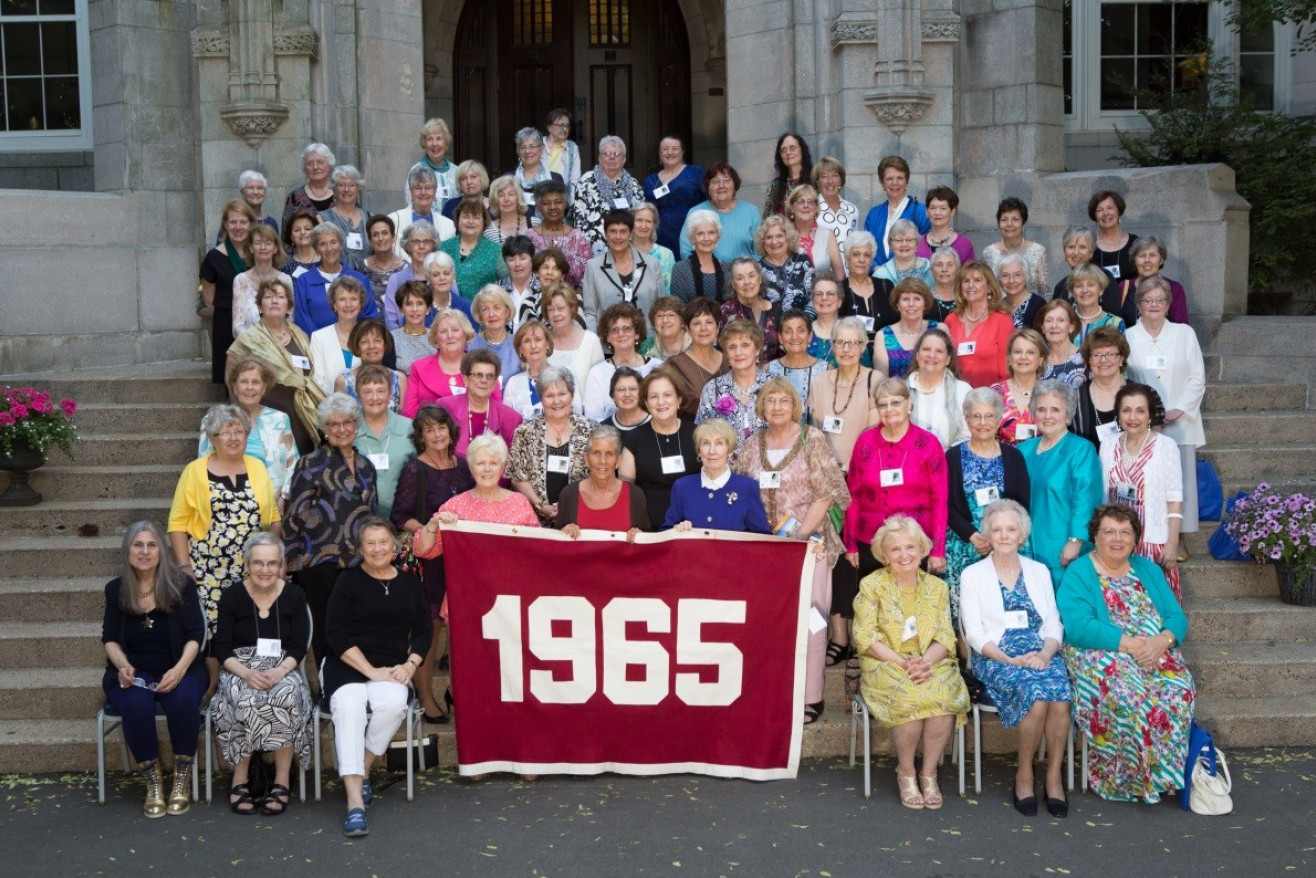 Class of 1964 outside the Portico